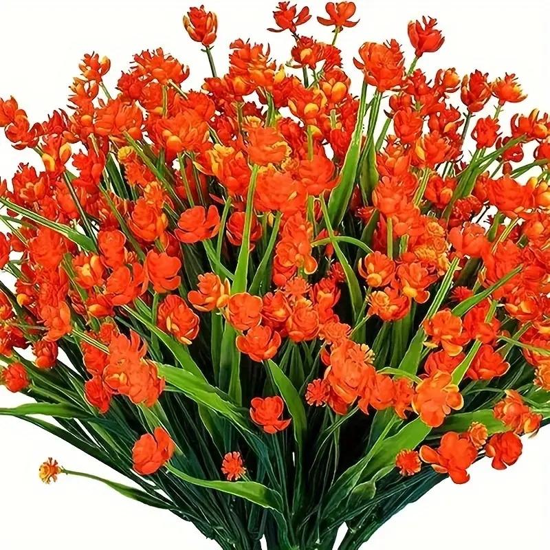 12 Bundles Artificial Flowers,Outdoor UV Resistant Fake Flowers,Premium Oxidation Resistance Artificial Flower