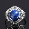 CopperRing Big Oval 8*10MM Natural Moonstone Turquoise Lapis Tiger Eye Rings for Women Gifts Fine Jewelry