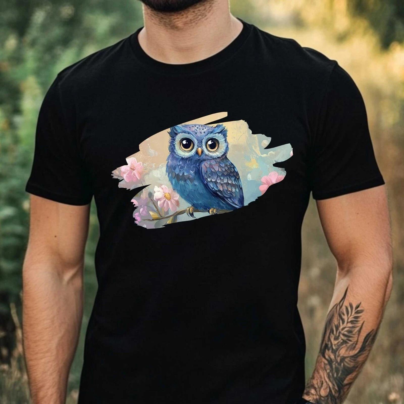 T-Shirt Herren Wunderliche Eule Motiv Baumwolle Größe XS bis 5XL M