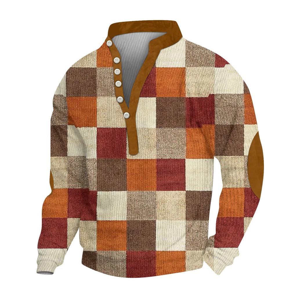 Herren Cord Strickjacke 6-Knopf Langarm Sweatshirt