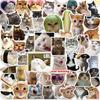 50Pcs Cats Theme Sticker Cartoon Animal Sticker for Journal Planner Pen Case Children Sticker for Rewarding Scrapbooking
