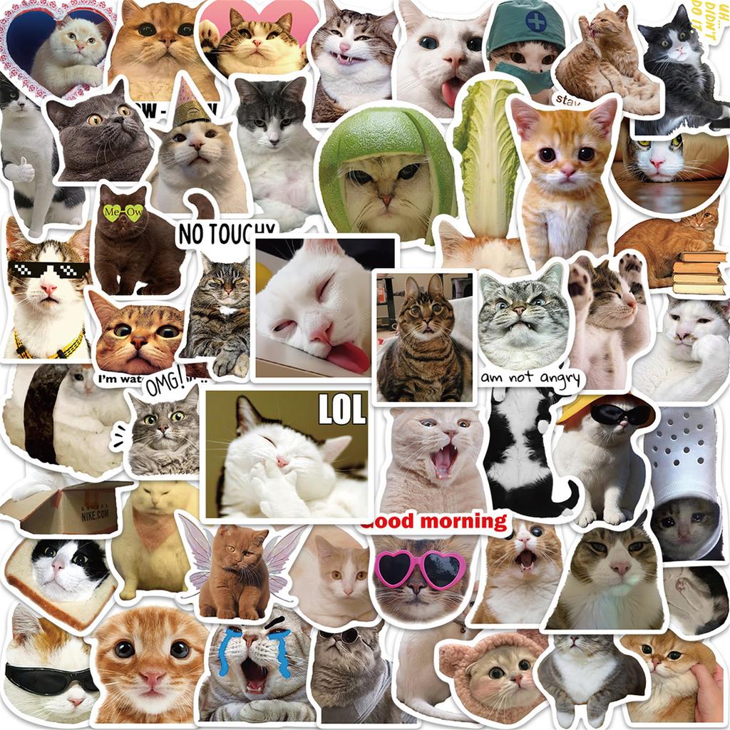 50Pcs Cats Theme Sticker Cartoon Animal Sticker for Journal Planner Pen Case Children Sticker for Rewarding Scrapbooking