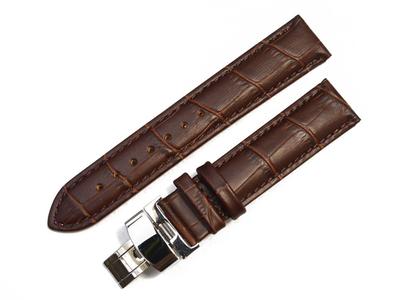 King Watch Parts Compatible with Bulgari Solotempo ST35 Strap Aftermarket Embossed Crocodile Leather Brown [Import Original] - - - - - D-Buckle - -