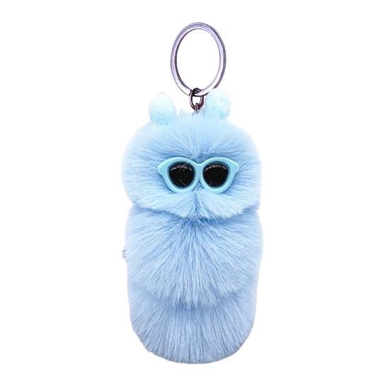 Plush Backpack Accessory Sunglasses Caterpillar Keychain, Stuffed Keyring Pendant for Cartoon Ornament Bags & Car Keys, Decorative Purse Key Chain