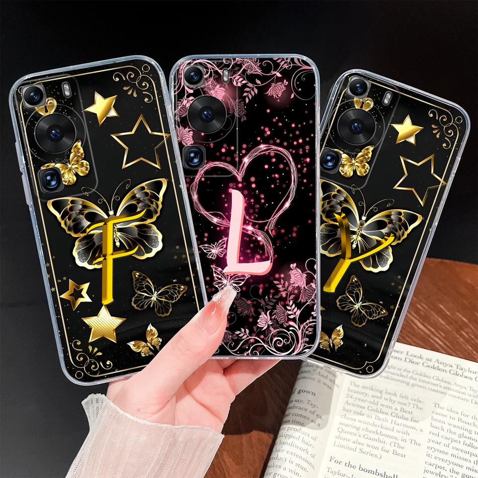 Phone Case For Huawei P60 P50 Pro P50E Lovely Letters Lightweight Soft TPU Transparent Silicone Shell For Huawei P 60 P 50 Cover