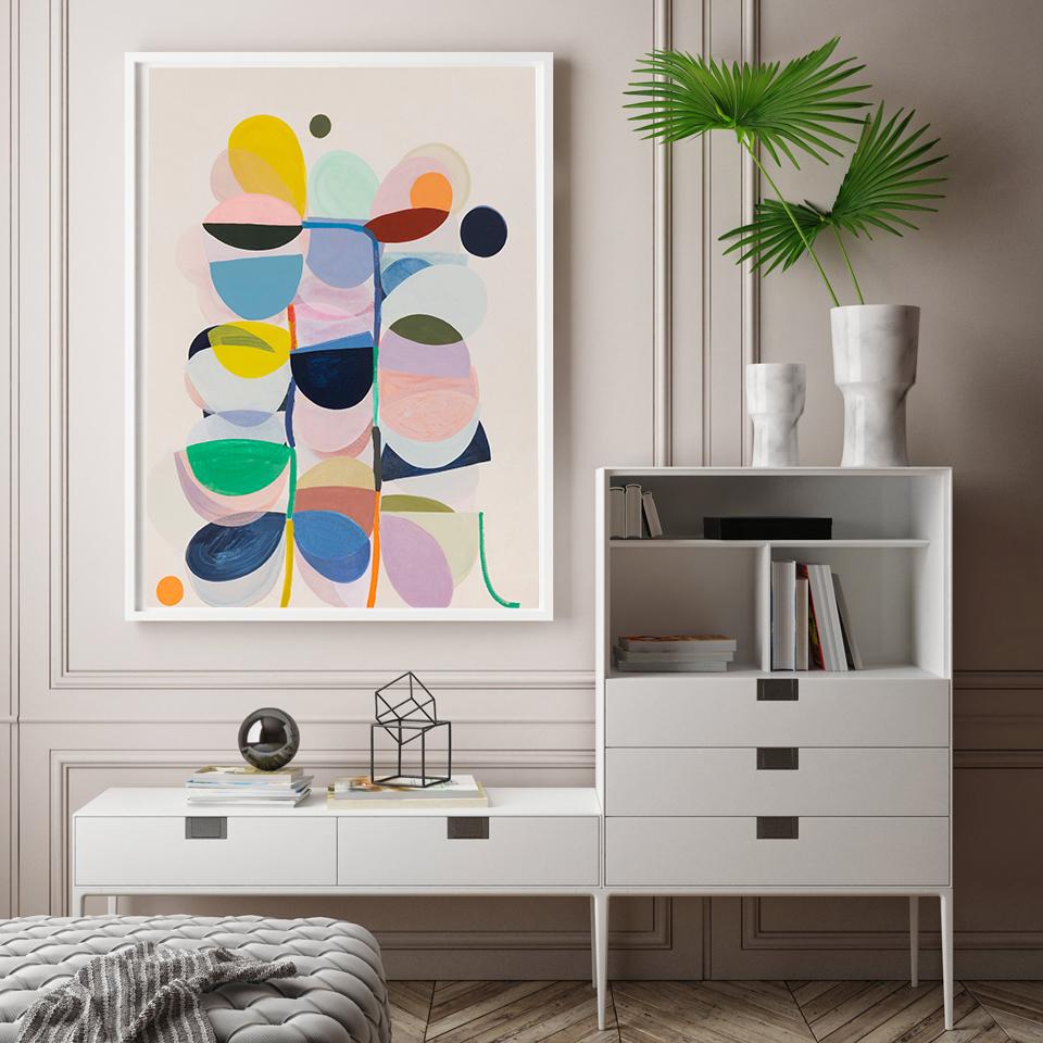 Retro Abstract Colorful Geometric Modern Poster Canvas Print Painting Wall Picture Living Room Bedroom Interior Home Decoration