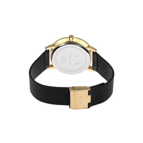 Armani Exchange Three-Hand Black Stainless Steel Mesh Watch