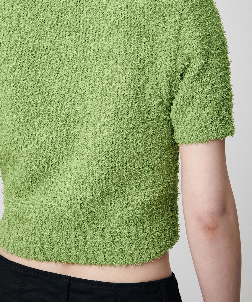 MUSINSA STANDARD WOMAN Women'S Fancy Yarn Crew Neck Short Sleeve Knit [Light Green]