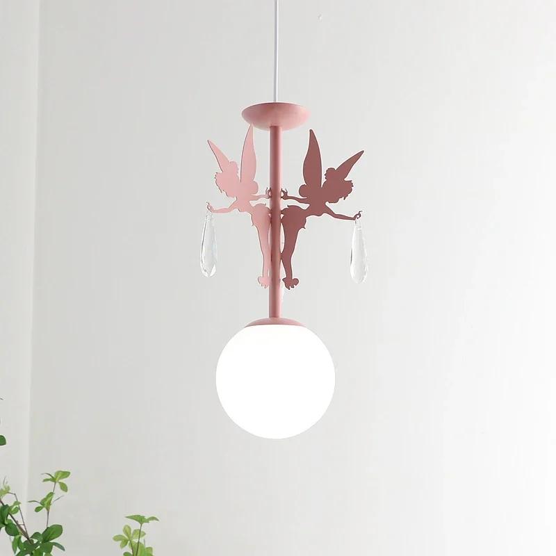 Pink Princess Crystal Chandeliers Princess Room Girl Bedroom Decor Lamp Warm Romantic Fairy Hanging Chandelier Children's Light