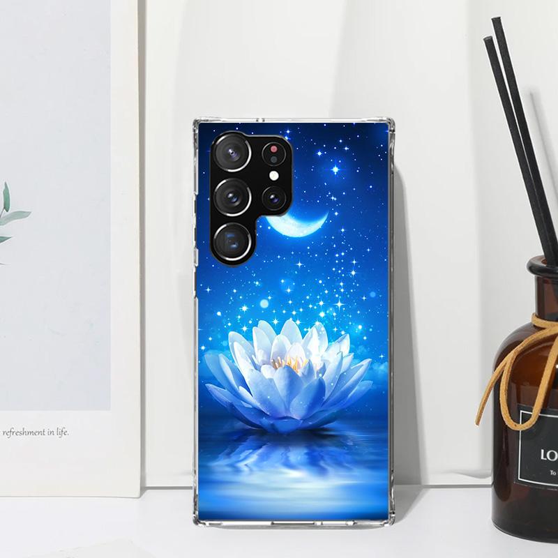 Lotus Blue White Flowers Phone Case For Samsung Galaxy S26 S25 Edge S24 FE S23 S22 Ultra S21 Plus S20 + Art Fundas Back Cover Ga