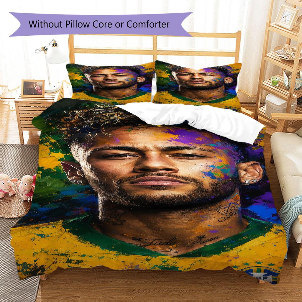 Σετ Κρεβατοκάμαρας με Σχέδιο Neymar Jr, Σετ Παπλώματος Κάλυμμα Παπλώματος Μαξιλαροθήκη Οικιακό Δώρο Γενεθλίων(1 * παπλωματοθήκη + 2 * μαξιλαροθήκη, χωρίς πυρήνα)