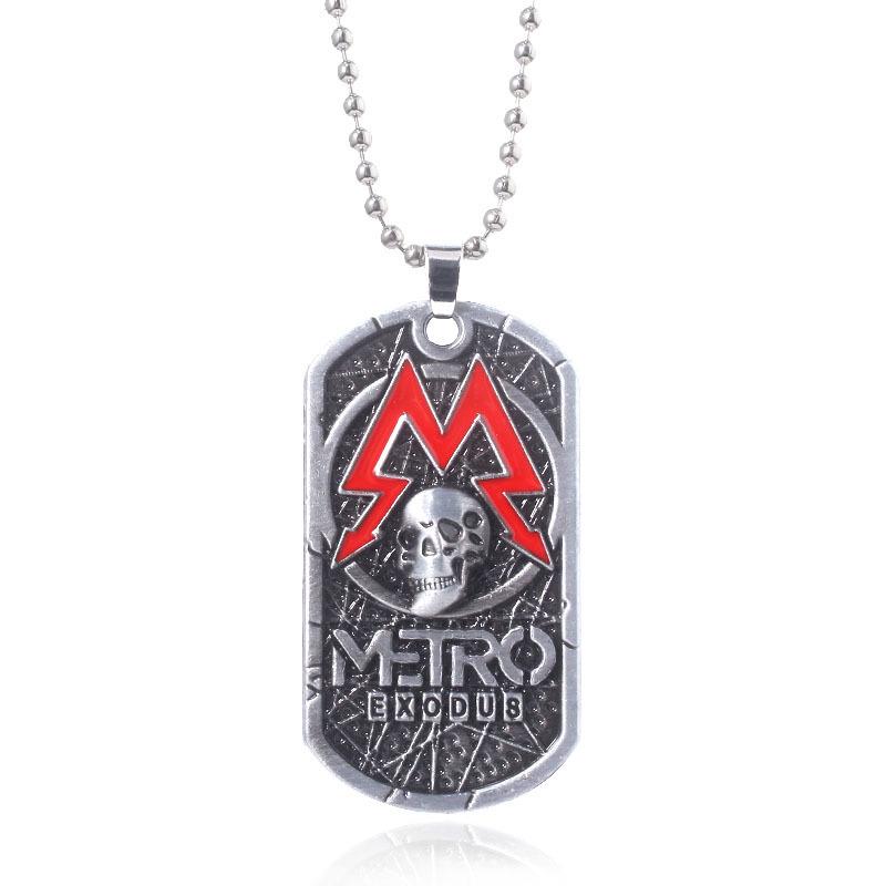 Metro Exodus Artyom Totenkopf Schlüsselanhänger und Halskette opp bag packaging gray