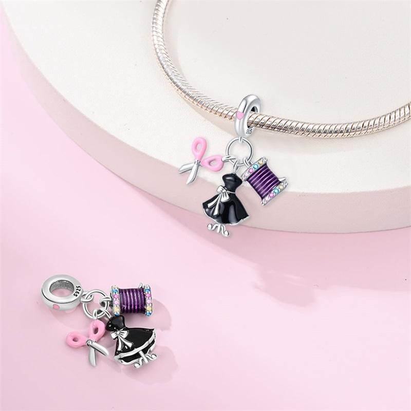 Ciondolo con Perle di Rame Charm Scintillante in Zircone Vari Stili Originale Bracciale da 3 Mm Gioielli Raffinati da Donna