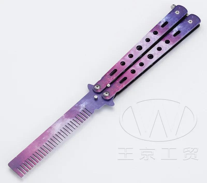1PCS Foldable Comb Stainless Steel Butterfly Knife Comb Beard Moustache Brushe Salon Hairdressing Styling Tool