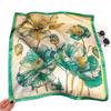 New floral silk scarf simulation silk 71cm printed square scarf spring outer scarf women tied hair decorative headscarf