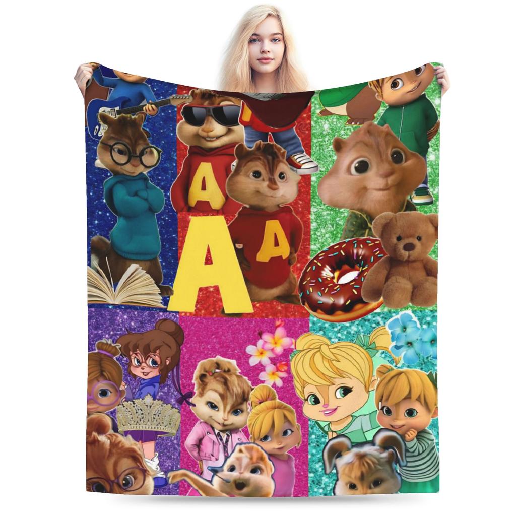 Super měkká deka Alvin a Chipmunkové Prémiový flanelový fleece Lehká přikrývka Teplé plyšové deky pro všechna roční období