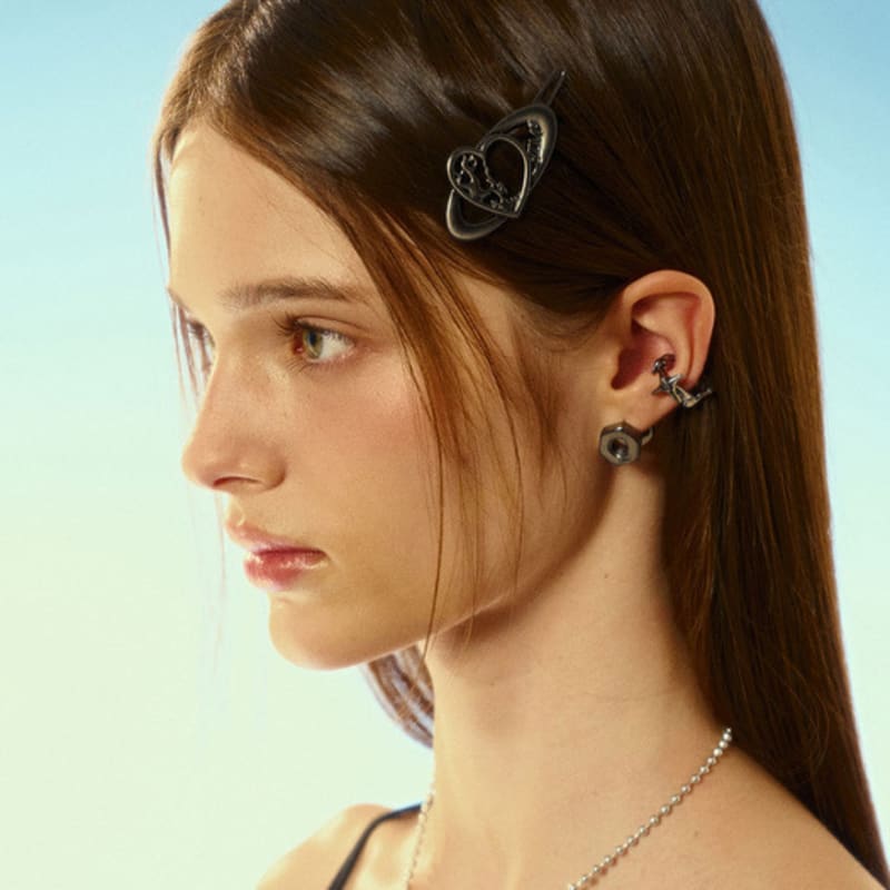 SENTIMENTS no.484 [black] HEART EARTH STM HAIR PIN