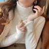 Semi-turtleneck Fashion Knitted Bottoming Shirt for Women's Autumn and Winter New Fleece Thickened Integrated Fleece Pullover Sweater
