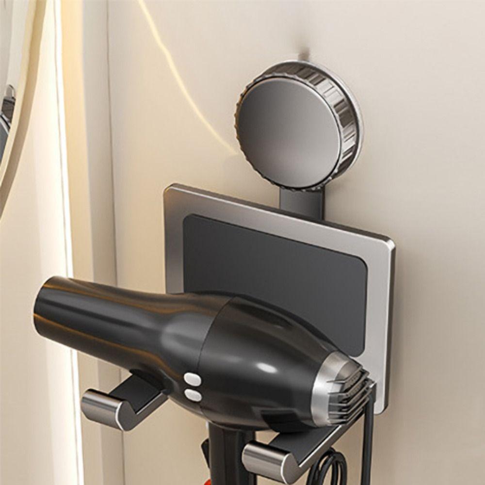 Punch-Free Suction Cup Hair Dryer Holder Aluminum Hair Dryer Rack  Bathroom
