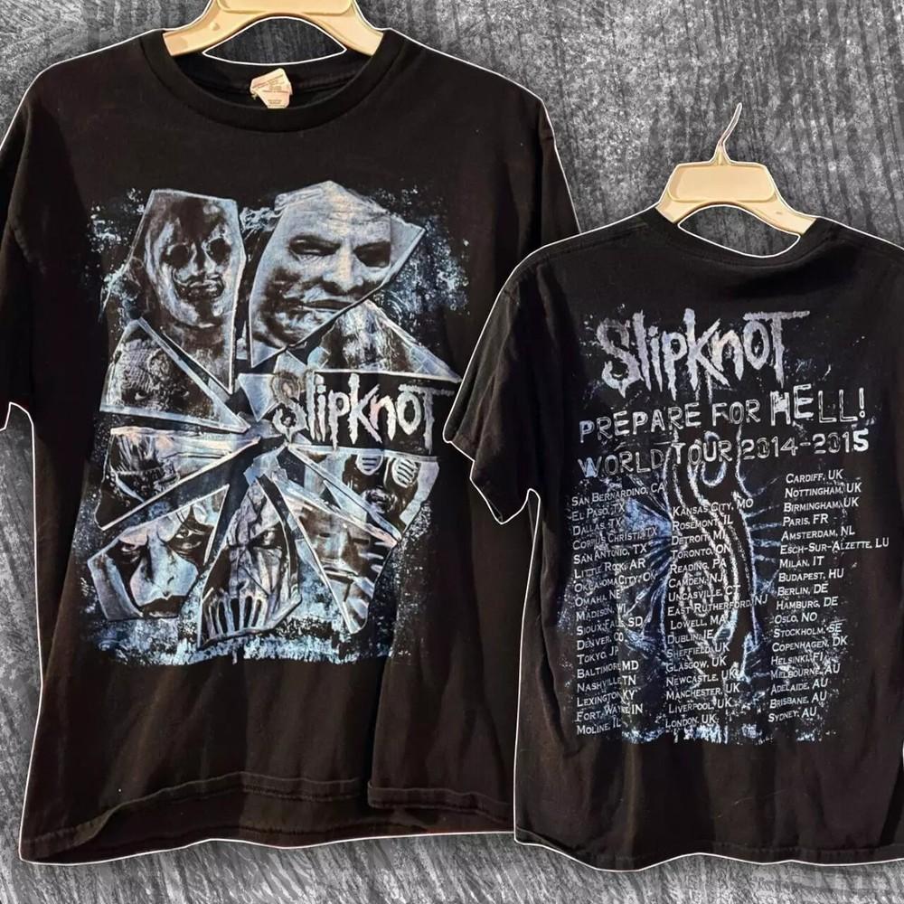Slipknot Band Tour 20142015 2 Side Black Short Sleeve Unisex T shirt Reprint Unisex T-Shirt M