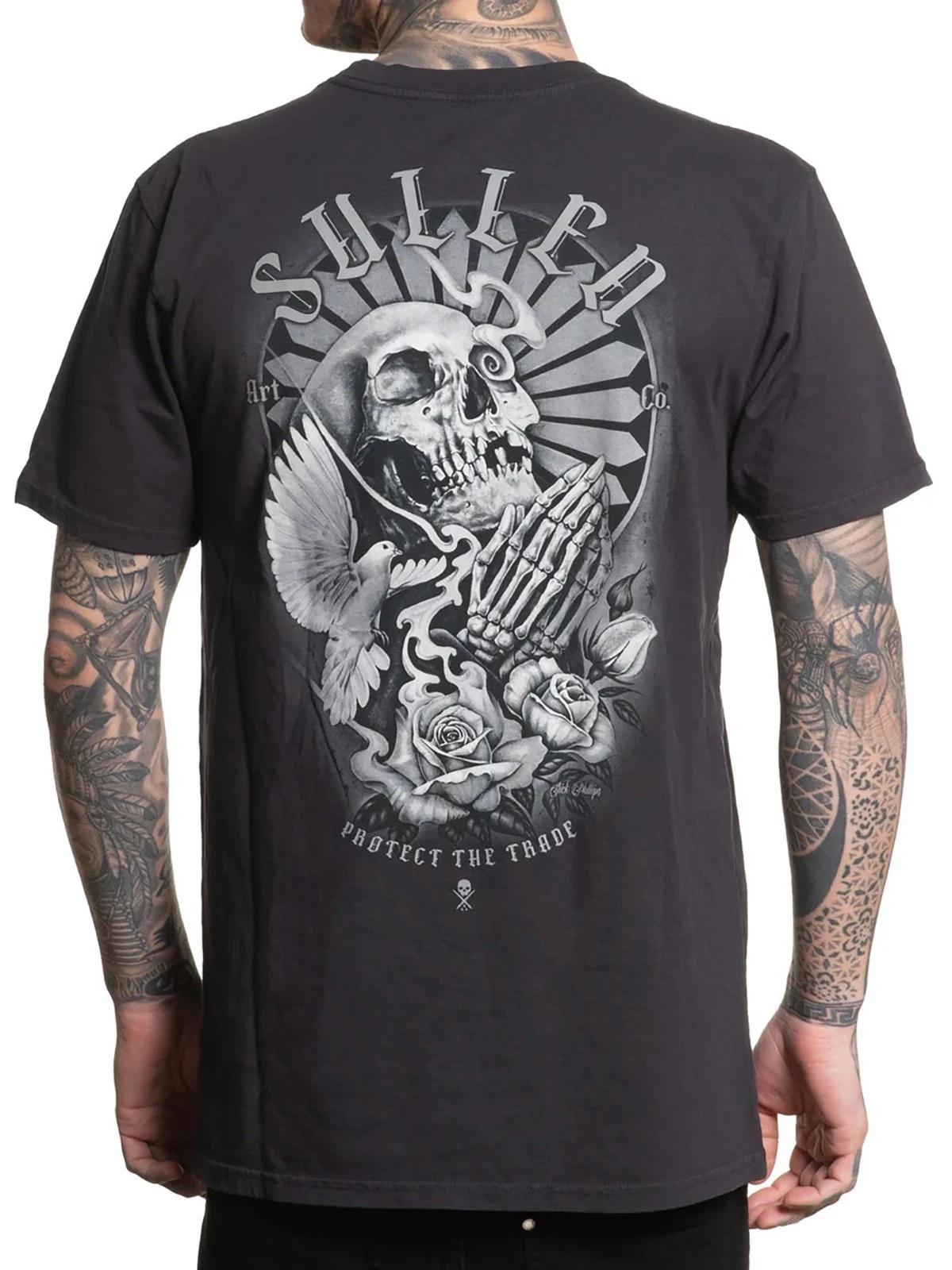 

Sullen Men s Presence Short Sleeve Premium T-shirt Skull and Dove Praying Tee 4XL