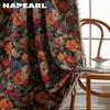 1 ks NAPEARL 40-70% Zatemňovací Retro Venkovský Styl Květinový Vzor Okraj s Třásněmi Závěsy pro Malé Okno Ložnice Obývací Pokoj Balkon Domácí Dekorace