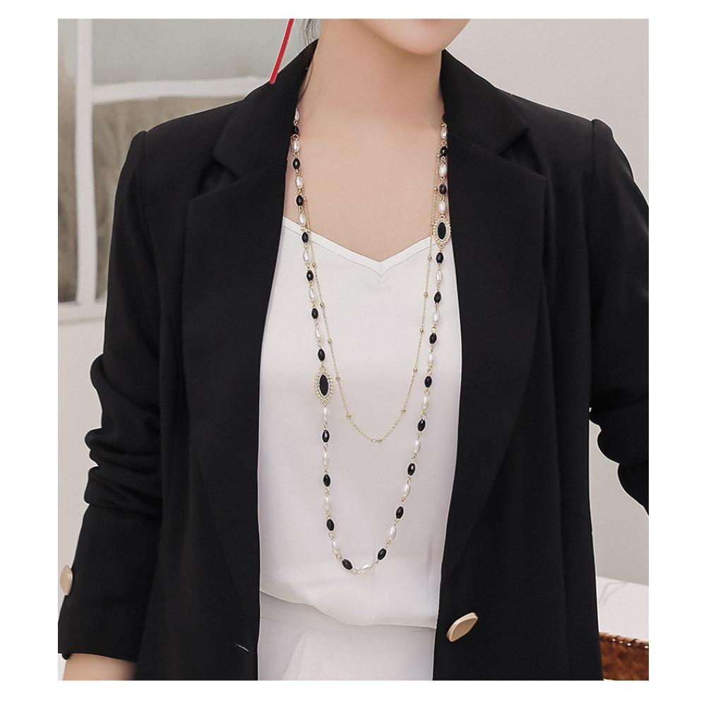 JMXD Long Double Layer Necklace Women's Minimalist Luxury Sweater Chain Y2K Elegant Choker Cottagecore Dainty Fashion Jewelry Gift