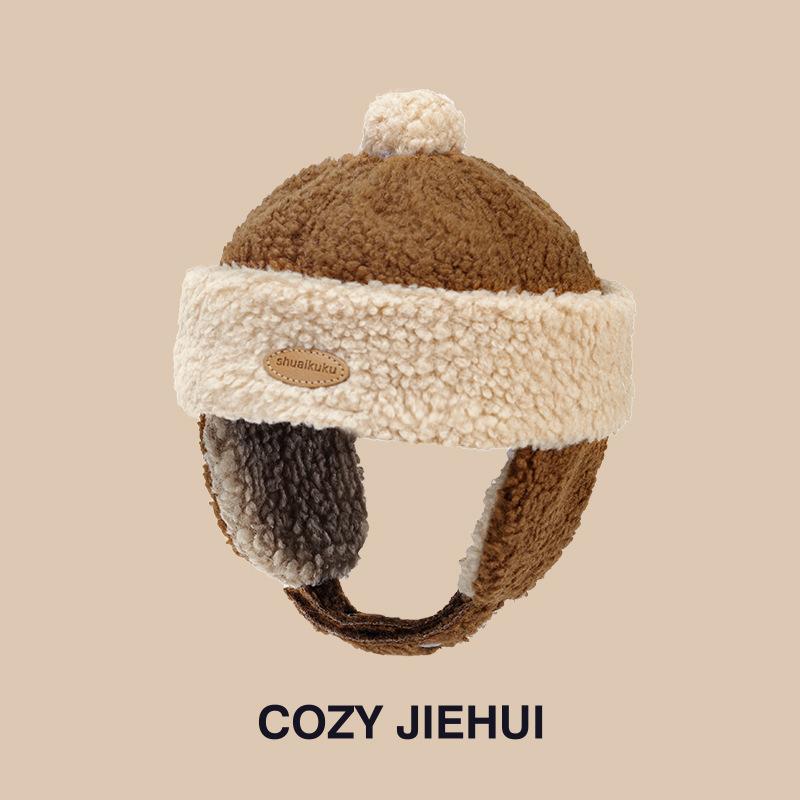 Infant hat winter new cute super cute cartoon plush pullover hat boys and girls baby warm ear hat tide