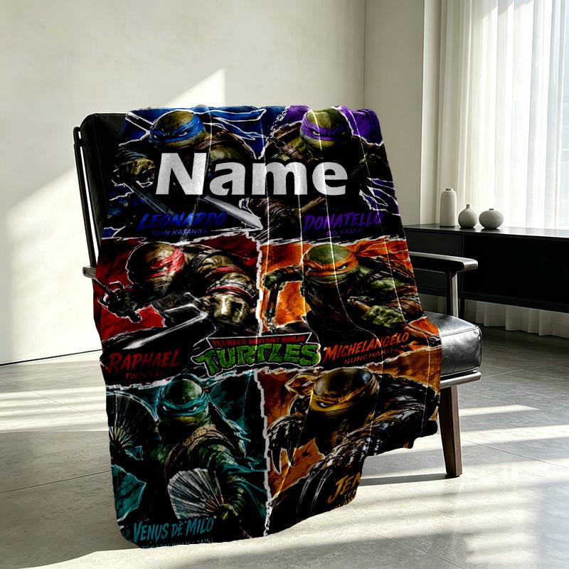 Custom Name Personalized Teenage Mutant Ninja Turtles Print Blanket, Home Decor, Bedroom, Sofa, Camping, Couch, Gifts for Birthday Christmas