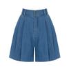 SELLY'S Denim Pintuck Elastic Shorts_I6B-Cpt017