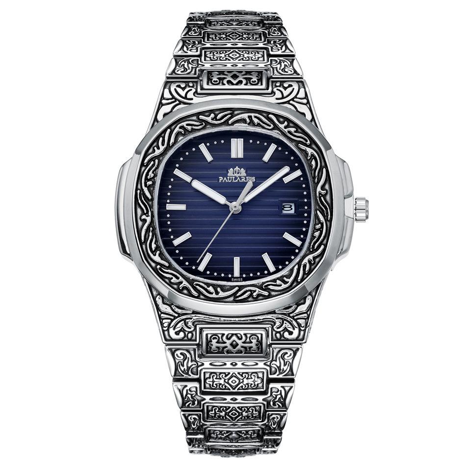 Paulareis Quartz Carved Parrot Calendar Glow Men's Watch QUARTZ WATCH