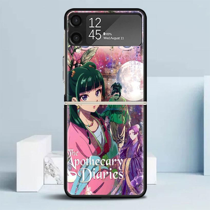 A-Apothecary D-Diaries Anime Black Cover for Samsung Galaxy Z Flip 7 6 5 4 3 5G Phone Case Flip7 Flip6 Flip5 Flip4 Flip3 Pattern