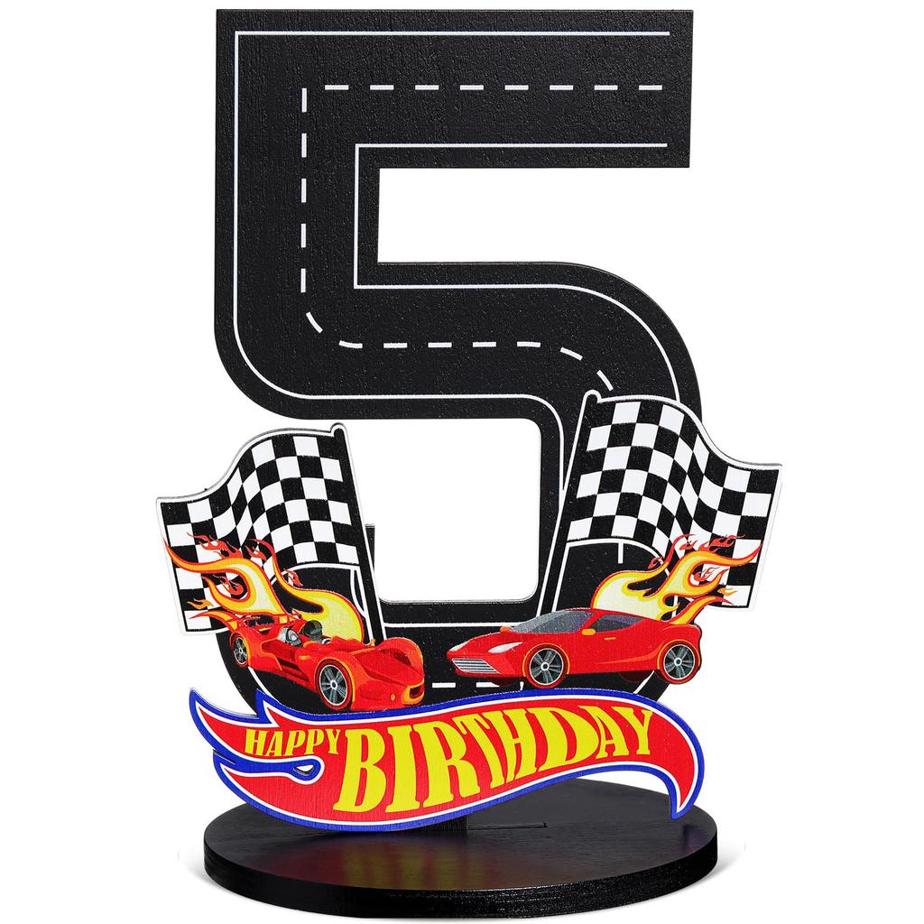 7Pcs Birthday Candles Set,Cake Numeral Candles,Racing Cars Themed Birthday Candles for Cake Candle Checkered Decoration 1