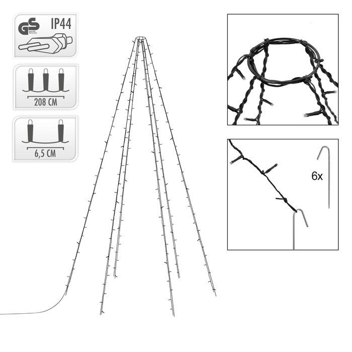 Ambiance Mât à guirlande lumineuse de Noël avec 192 LED 208 cm 439750