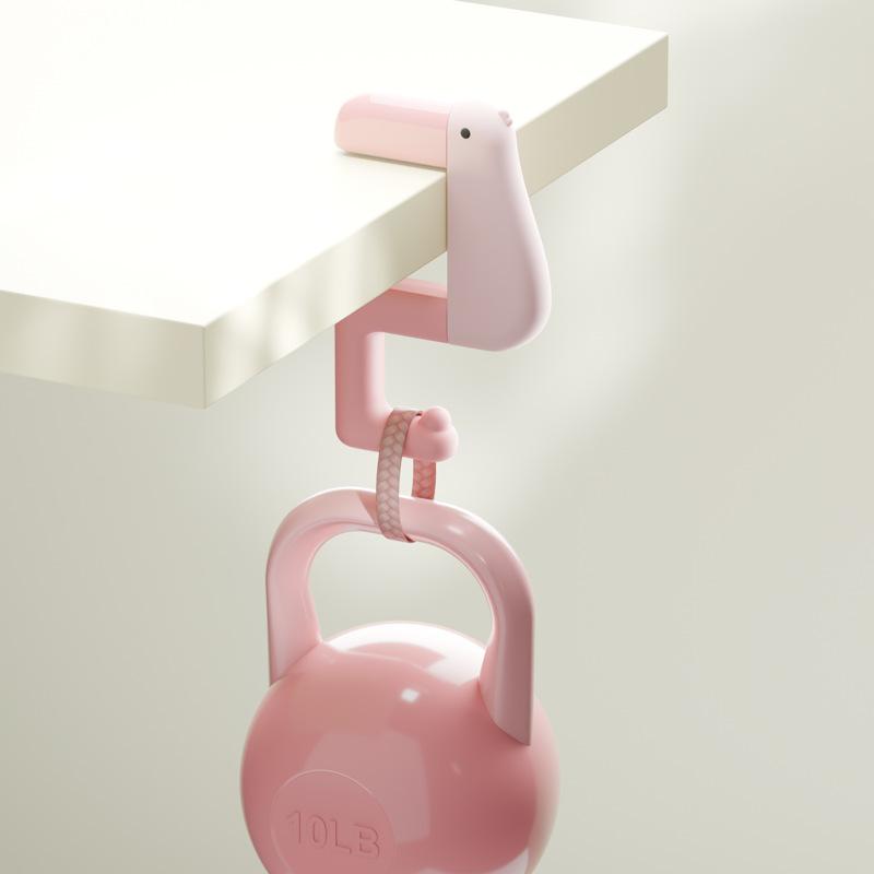 Portable Hook-Style Desktop Storage Bag with Hanging Bracket, Damage-Free Perforation Design Office Supplies