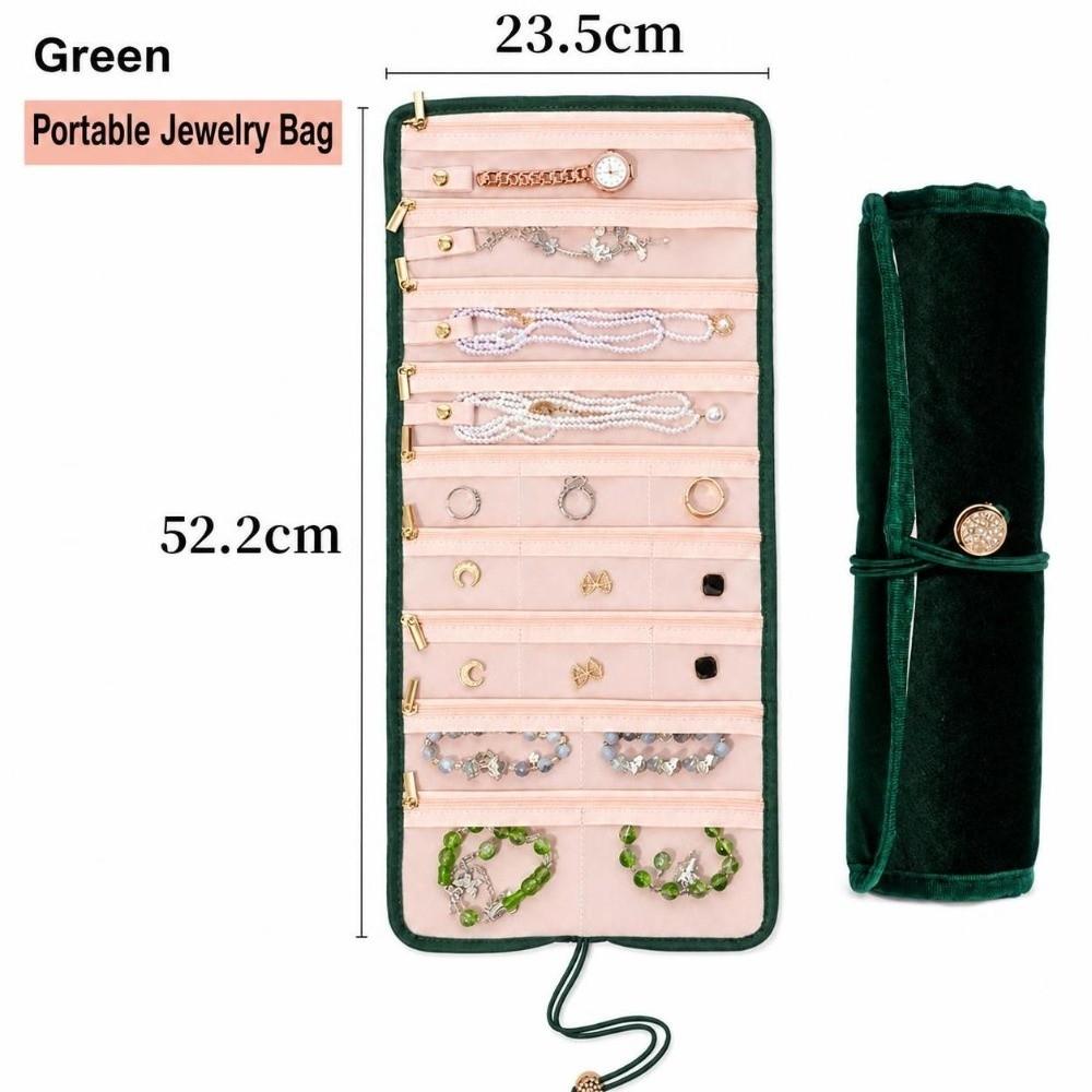 Sac de rangement pliable pour bijoux Pochette rouleau portable pour bijoux Colliers Boucles d'oreilles Bagues Bracelets
