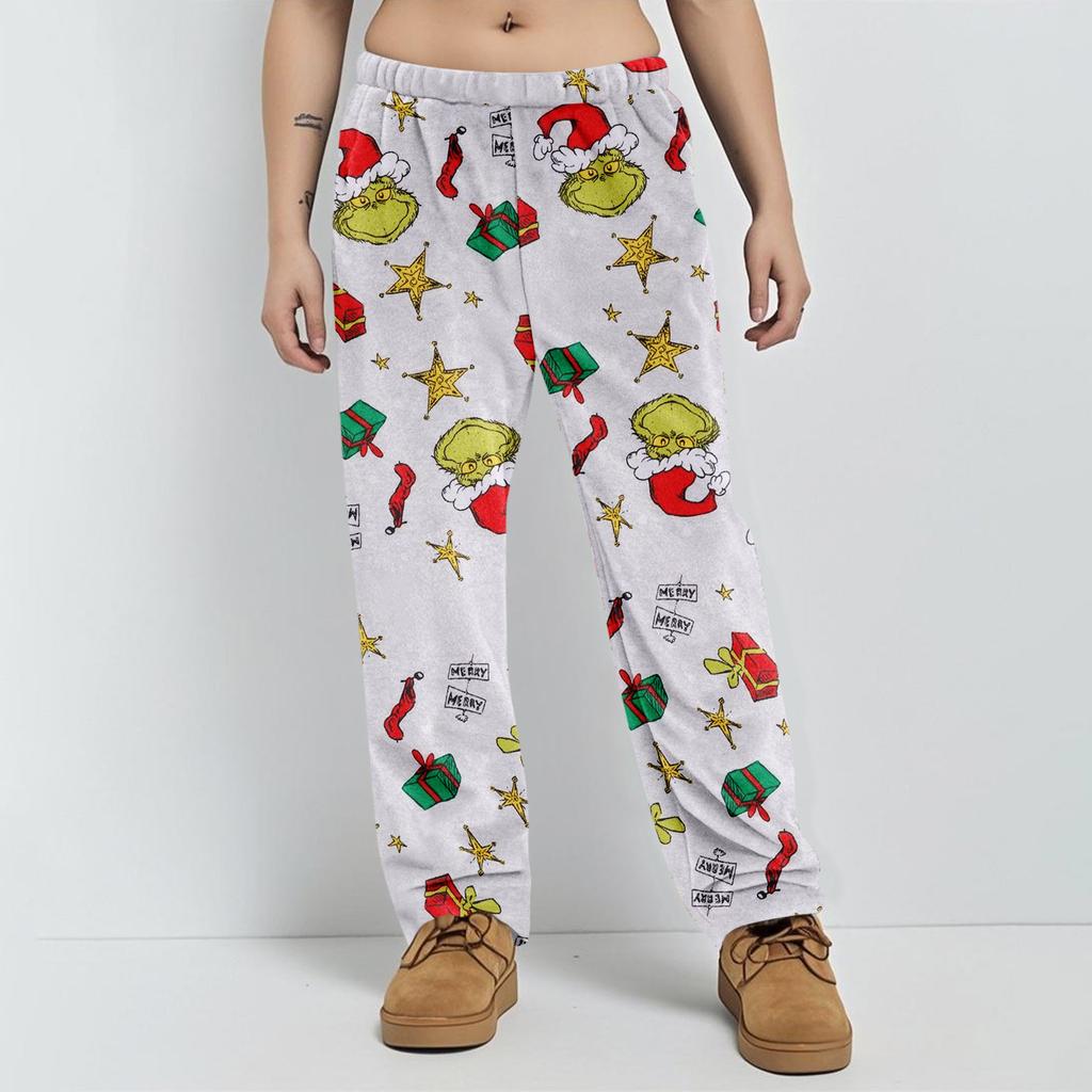 Pyjamasbukser Nattøy Fritidssnor Elastisk midje Bukser Komfortable Rette Yoga Løse Bukser