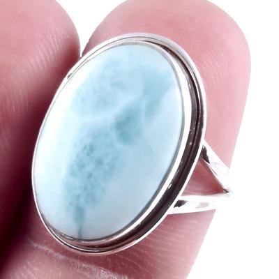 Natural Republic Larimar Gemstone Handmade 925 Sterling Silver Ring S.7" Y2R54