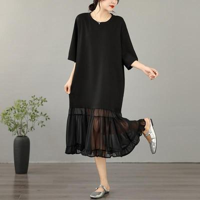 Short Sleeve Plus Size Vintage New In Dresses for Women Casual Loose Long Summer Dress