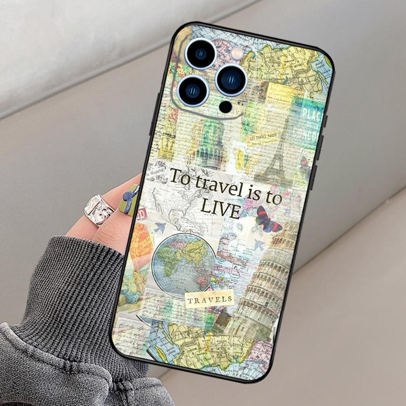 World Map Travel Phone Case For iPhone 16 15 14 12 11 13 17 Pro Max mini 15 16 Plus 16e 17 Air Funda Cover