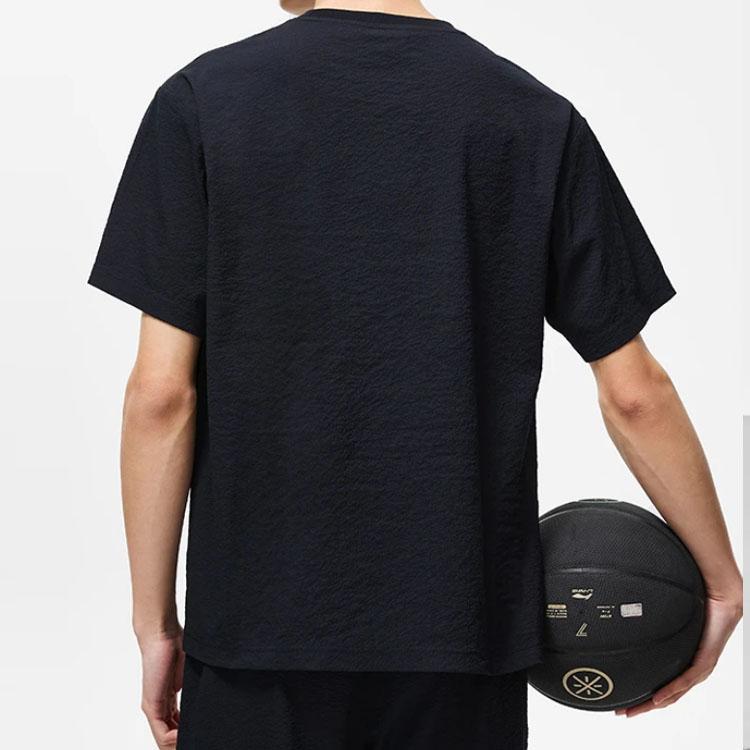 Li-Ning Letter Print Loose Short Sleeve T-Shirt Unisex Tops Black ATST333-1