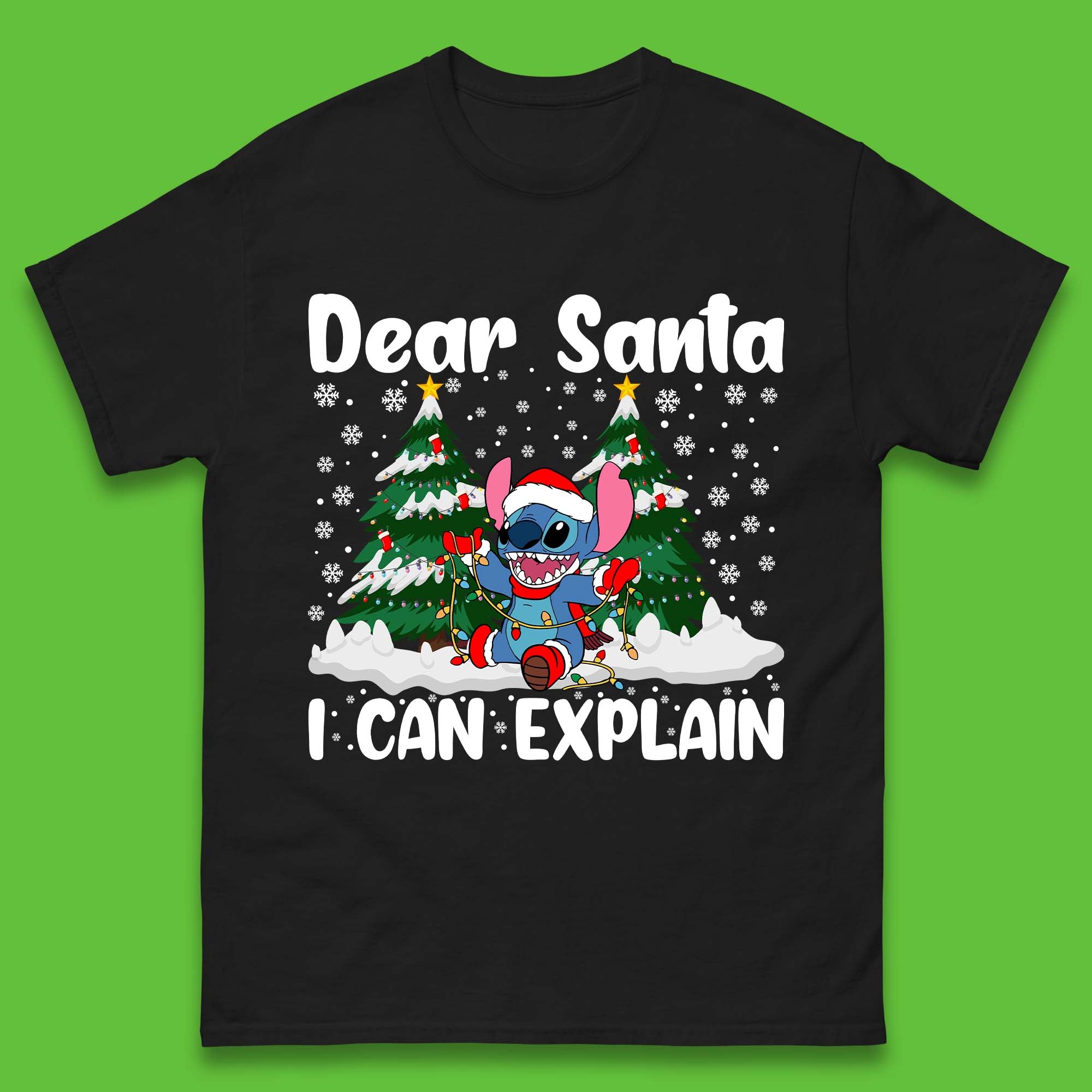Santa Stitch Christmas Mens T-Shirt Womens Tops Tees 4XL