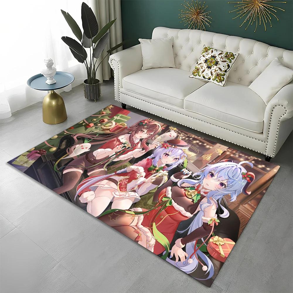 Game Genshin Impact Gamer Cartoon  Carpet Rug for Home Living Room Bedroom Sofa Doormat Decor,Child Area Rug Non-slip Floor Mat