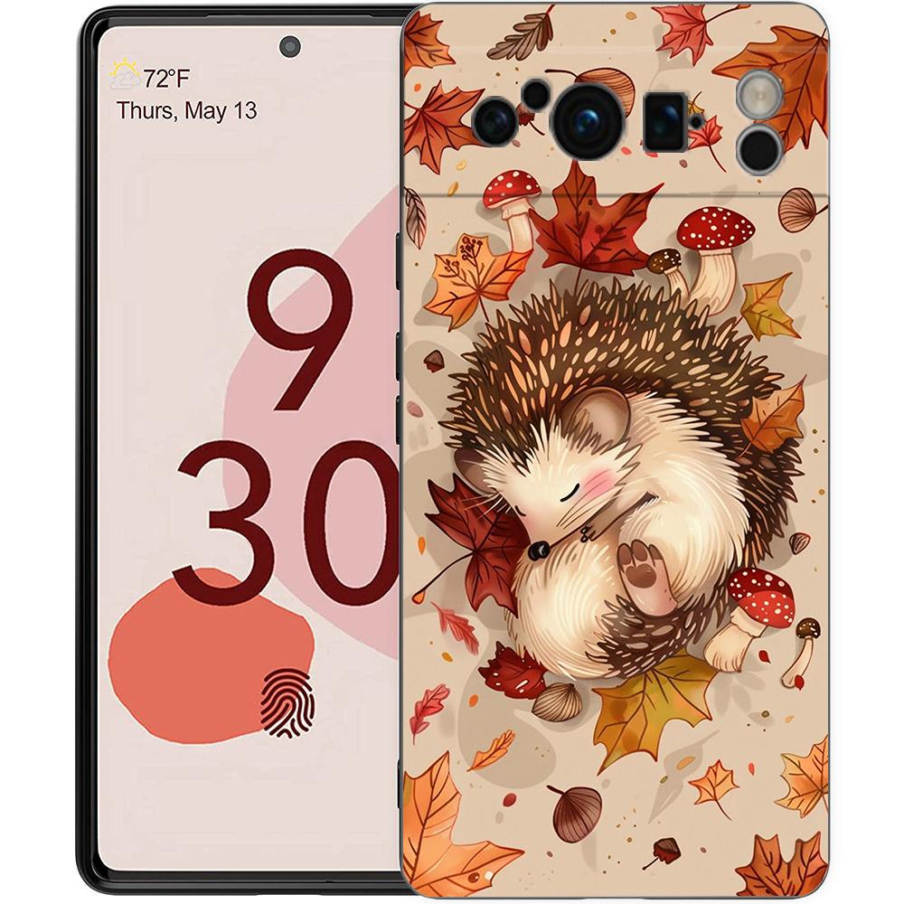 

Милый маленький ёжик Чехол для телефона Google Pixel 9 8 7 6 Pro XL 8A 6A 7A 5G Мягкий ударопрочный ТПУ Черный Чехол Pixel 9 Pro XL