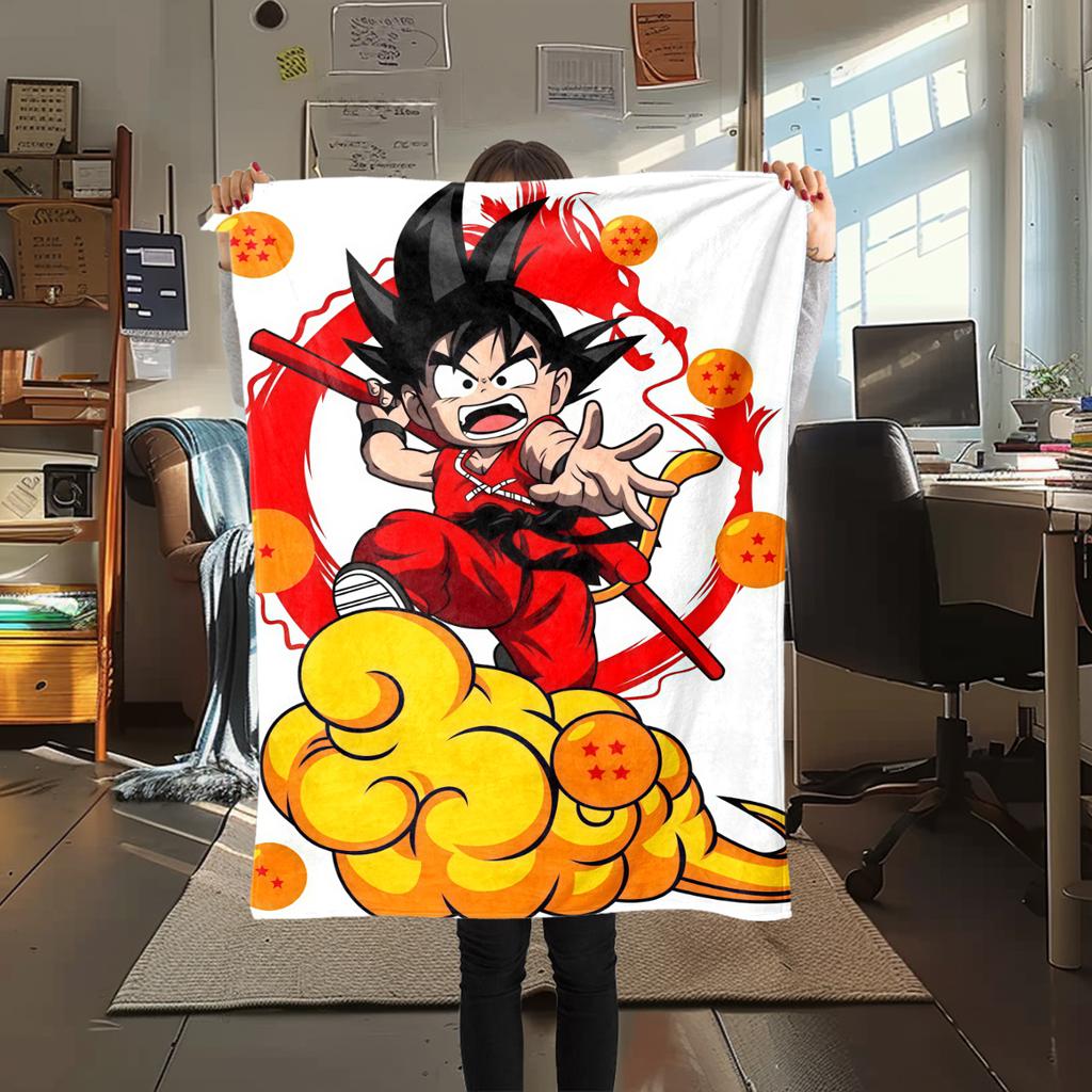 1 Stück Son Goku Druck Flanelldecke, Hohe Qualität für alle Jahreszeiten, Heimdekoration, Wärme und Komfort, Perfekt für Weihnachtsgeschenke