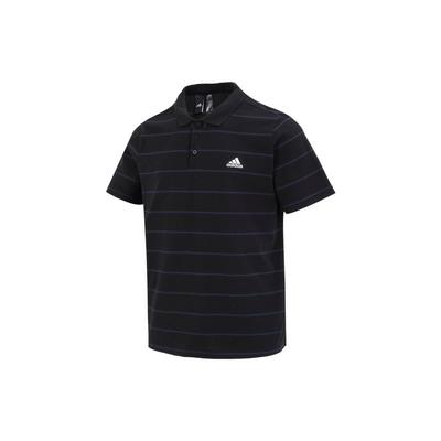 Polo a Maniche Corte a Righe Ricamata da Uomo Top Nera IA8163