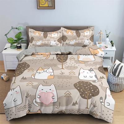 Niedliche Katze Bettbezug Luxus Cartoon Tiere Bettwäsche Set Einzelbett Für Kind Teenager Schlafzimmer Deko Mikrofaser Steppdeckenbezug Mit Kissenbezug