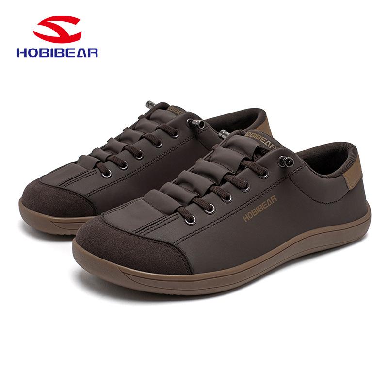 HOBIBEAR Leather Barefoot Shoes Lightweight Wide Toe Box Zero Drop Slip-on Shoes for men&Women