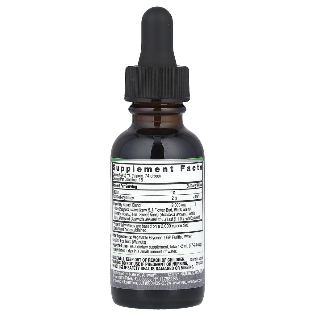 Nature's Answer Black Walnut & Wormwood, Liquid Extract, Alcohol Free, 2,000Mg, 30Ml (1Fl Oz)