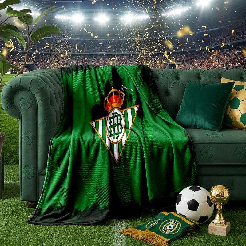 Real Betis Crest Artwork Throws Blanket Flannel Blankets Plush for Couch Bed Gifts for Men Women Travel picnic blanket Christmas fan gifts
